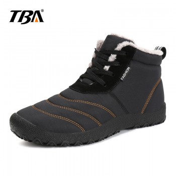 2019 TBA Mens Plush Ankle Snow Boots Warming Fabric Slip-on Ankle Boots For Male Mens Winter Outdoor Shoes Plus Size 35~46