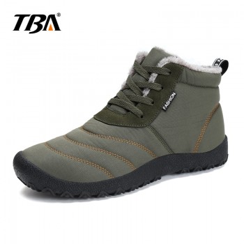 2019 TBA Mens Plush Ankle Snow Boots Warming Fabric Slip-on Ankle Boots For Male Mens Winter Outdoor Shoes Plus Size 35~46