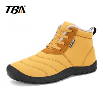 2019 TBA Mens Plush Ankle Snow Boots Warming Fabric Slip-on Ankle Boots For Male Mens Winter Outdoor Shoes Plus Size 35~46