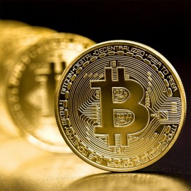 Gold Plated Physical Bitcoins Casascius Bit Coin BTC With Case Gift Physical Metal Antique Imitation BTC Coin Art Collection 1pc