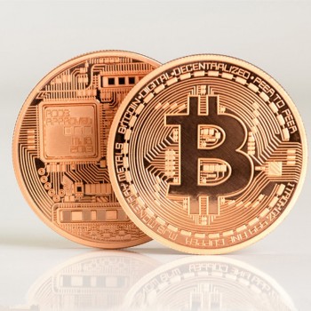 Gold Plated Physical Bitcoins Casascius Bit Coin BTC With Case Gift Physical Metal Antique Imitation BTC Coin Art Collection 1pc