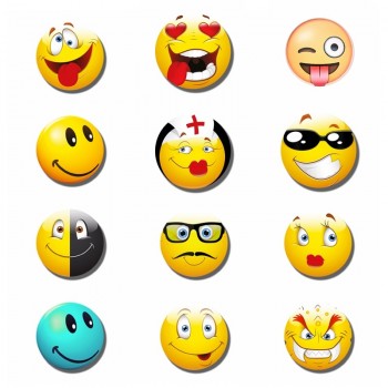 1pc Glass Dome Round Cute Smile Emoji Face Expressions Refrigerator Sticker Fridge Magnet For Kids Message Holder Home Decor