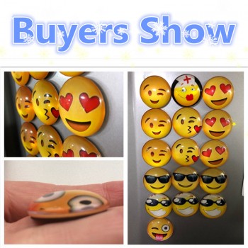 1pc Glass Dome Round Cute Smile Emoji Face Expressions Refrigerator Sticker Fridge Magnet For Kids Message Holder Home Decor
