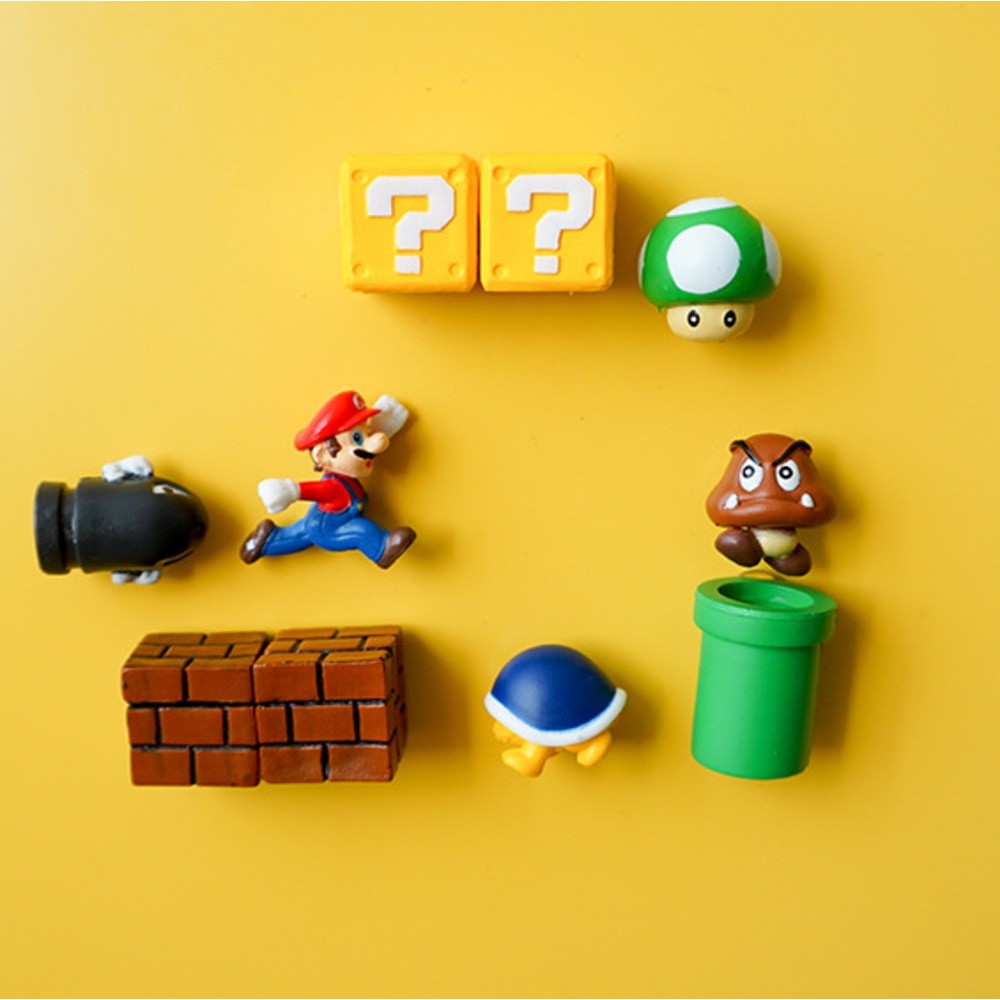 10pcs 3D Super Mario Bros. Fridge Magnets Refrigerator Message Sticker Funny Girls Boys Kids Children Student Toys Birthday Gift