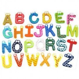 Free Shipping 26 alphabet  Wooden Colorful Cartoon Fridge Magnets/Refrigerator sticker/cute Magnetic sticker/ 26pcs/lot