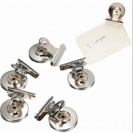 5pcs Chic Message 3cm Clip Wall Memo Creative Refrigerator New Silver Hot Magnet Note Base Holder