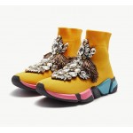 Rhinestone Shoes Sneakers Woman Crystal gemstone Ankle Boots Yellow Women Flats Sneakers Shoes Womens Sneakers WK95