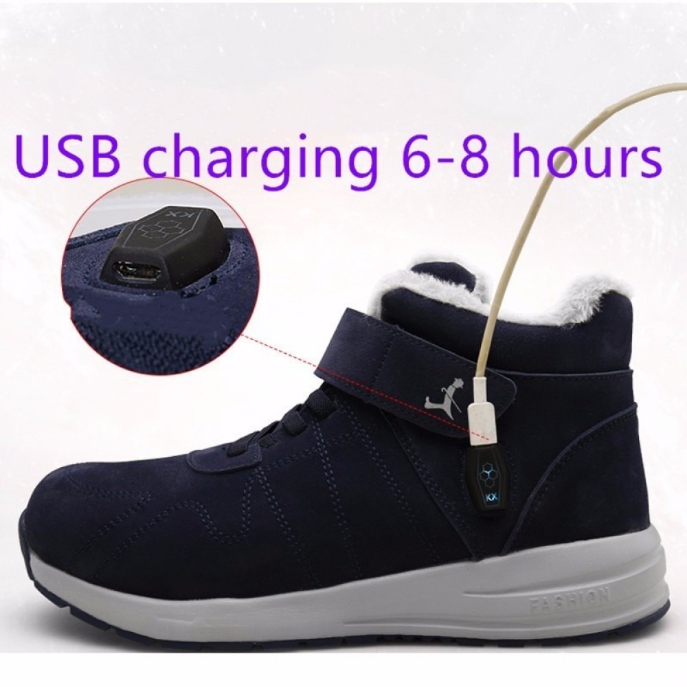 Electric Charge Palm Heating Shoes Men Outdoors Trekking Working Heat Cotton-padded Warm Walking Female Boots Parents Elderly