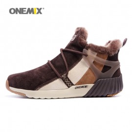 ONEMIX Winter Walking Boots For Men leather Warm Snow Shoes Waterproof Women Designer Outdoor Trekking Sneakers Trail Footwear 8