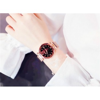 Ulzzang Luxury Crystal Star Sky Women Watches Purple Lady Steel Strap Magnetic Buckle Bracelet Watch Roman Numeral Gift Clock