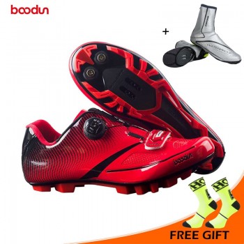 BOODUN New Men Bicycle Mountain Bike Shoes Non-slip Self-locking Cycling Shoes Mirror Superfiber mtb Shoes Sapatos de ciclismo