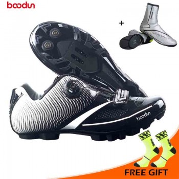 BOODUN New Men Bicycle Mountain Bike Shoes Non-slip Self-locking Cycling Shoes Mirror Superfiber mtb Shoes Sapatos de ciclismo
