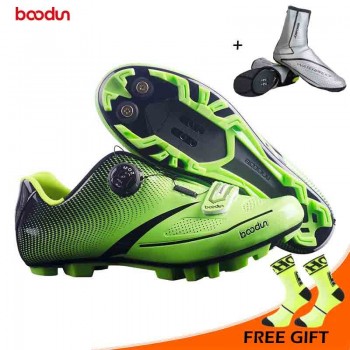 BOODUN New Men Bicycle Mountain Bike Shoes Non-slip Self-locking Cycling Shoes Mirror Superfiber mtb Shoes Sapatos de ciclismo