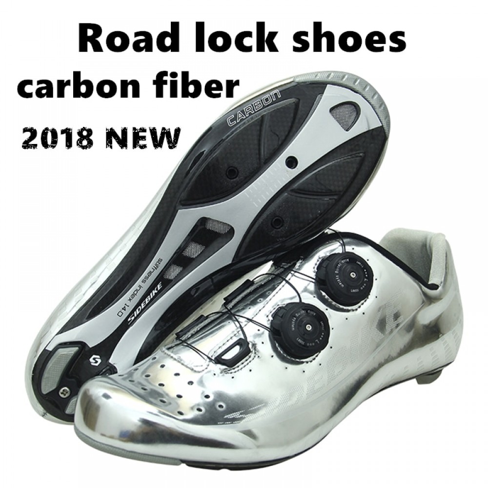 2018 NEW Professional road bike riding carbon fiber material lock shoes ultra light breathable wrapped route bicycle shoes Cheap