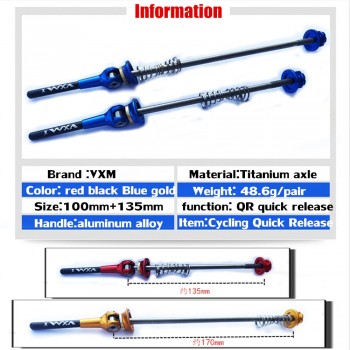 VXM Bicycle Skewers Titanium Ti Axis Skewers QR MTB Road Bike Quick Release Front 100 Rear 135mm Wheel Hub Skewers Bicycle Parts