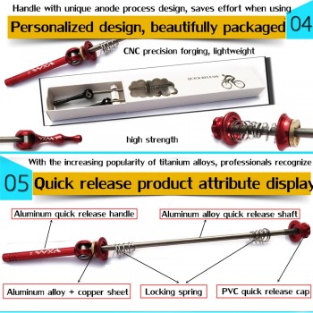VXM Bicycle Skewers Titanium Ti Bike Skewers 100/130/135mm MTB Road Cycling Quick Release Ultralight Copper Ring Bicycle Parts