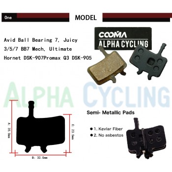 Bicycle Disc Brake Pads for Avid BB7, Juicy 3 5 7 Ultimate Disc Brake, 4 Pairs Sport Ex