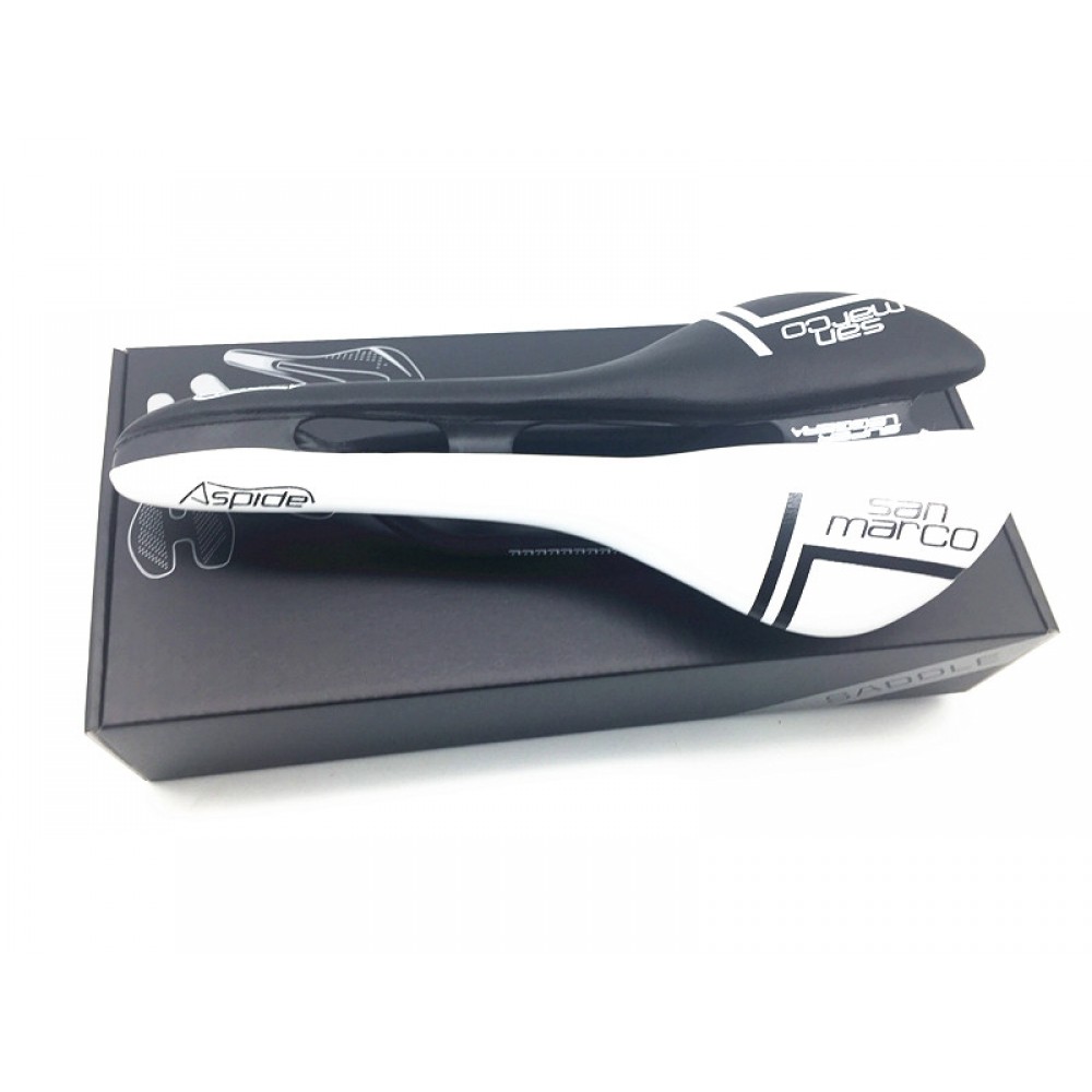 San Marco ASPIDE saddle road bike black and white Carbon Fiber Leather saddles bicycle sillin bici Rail bow cushion120+/5g