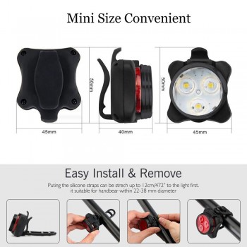 High Quality 	Bright Cycling Bicycle Bike 3 LED Head Front light 4 modes USB Rechargeable Tail Clip Light Lamp Waterproof HOT