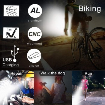 High Quality 	Bright Cycling Bicycle Bike 3 LED Head Front light 4 modes USB Rechargeable Tail Clip Light Lamp Waterproof HOT
