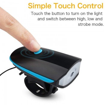 Zacro Bicycle Bell USB Charging Flashlight Bike Horn Light Headlight Cycling Multifunction Ultra Bright Electric 120db Horn Bell