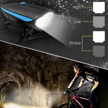 Zacro Bicycle Bell USB Charging Flashlight Bike Horn Light Headlight Cycling Multifunction Ultra Bright Electric 120db Horn Bell