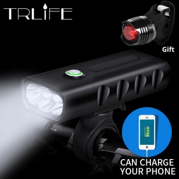 15000Lum 2/3*L2/T6 USB Rechargeable Built-In 5200mAh 3Modes Bicycle Light  Waterproof Headlight Bike Accessories With Taillight