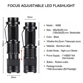3 Mode Bike Light 2000 Lumens Q5 Front Led Bicycle Light 7 Watt Waterproof Zoomable Cycling Torch LED Flashlight Bike Tail Light
