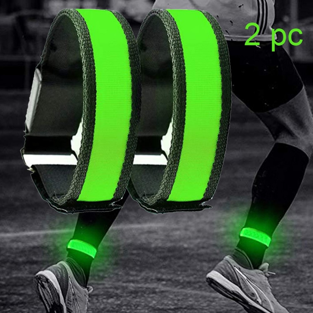 2 Pack Running Light Sports LED Wristbands Adjustable Glowing Bracelets for Runners Joggers Cyclists Riding Safety Bike Bicycle