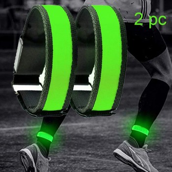 2 Pack Running Light Sports LED Wristbands Adjustable Glowing Bracelets for Runners Joggers Cyclists Riding Safety Bike Bicycle