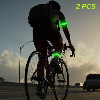 2 Pack Running Light Sports LED Wristbands Adjustable Glowing Bracelets for Runners Joggers Cyclists Riding Safety Bike Bicycle