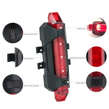 Portable USB Rechargeable Bike Light Bicycle Tail Rear Safety Warning Light Taillight  Lamp Super Bright 88 B2Cshop