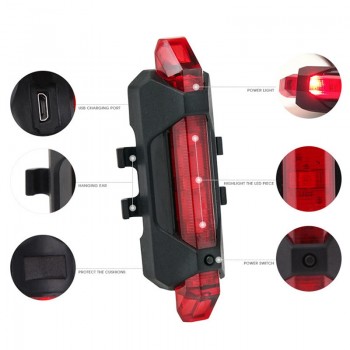Portable USB Rechargeable Rear Light Cycling Led Bike Bicycle Tail Rear Safety Warning Light Taillight Lamp Super Bright