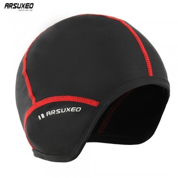 ARSUXEO Winter Fleece Cycling Caps Outdoor Sports MTB Bike Hats Snow Skull Caps Helmet Liner For Man amp; Woman Windproof PT03