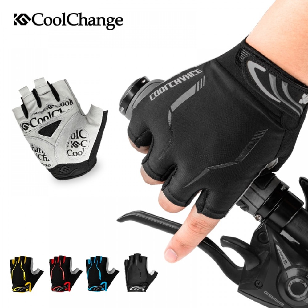 CoolChange Cycling Bike Half Finger Gloves Shockproof Breathable Unisex Nylon Mountain Bicycle Gloves Sports Gloves Accessories