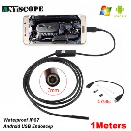 Antscope 7mm/5.5mm 1M Endoscope Mirco USB 2m 6LED Endoscope Camera Android Waterproof Pipeline PCB PC Inspection Mini Camera