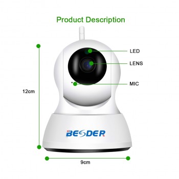 BESDER HD 720P Home Security IP Camera Two Way Audio Wireless Mini Camera 1MP Night Vision CCTV WiFi Camera Baby Monitor iCsee