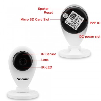 Sricam SP009 HD 720P Mini Wifi IP Camera Wireless P2P Baby Monitor Network CCTV Security Camera with IR-cut Two Way Audio
