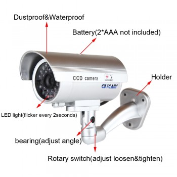Waterproof Dummy Fake CCTV Camera With Flashing LED For Outdoor or Indoor Realistic Looking fake Camera for Security