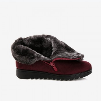 Women Snow Boots Warm Short Fur Plush Winter Ankle Boot Plus Size Platform Ladies Suede Zip Shoes Female Comfort Drop Shipping
