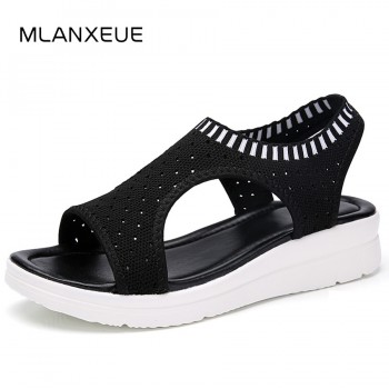 MLANXEUE Fashion Women Sandals For 2018 Breathable Comfort Shopping Ladies Walking Shoes Summer Platform Black Sandal Shoes