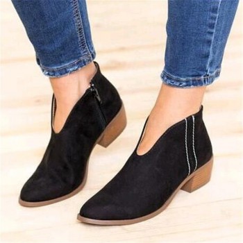 Women Shoes 2019 Leopard Print Sexy Pointed Toe Ankle Boots Slip on Deep V  High Heel Lady Party Dress Shoes