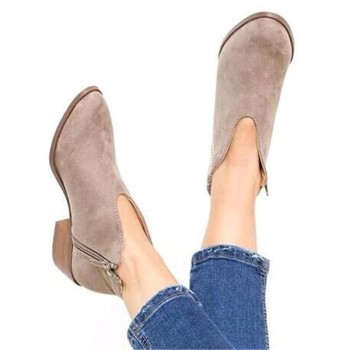 Women Shoes 2019 Leopard Print Sexy Pointed Toe Ankle Boots Slip on Deep V  High Heel Lady Party Dress Shoes