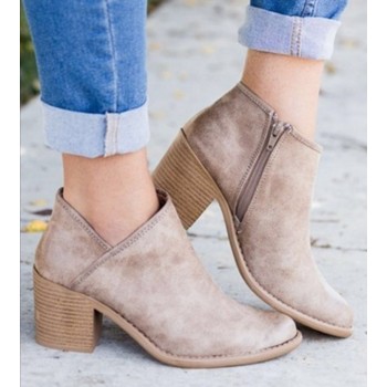 2018 Chic Autumn Women Shoes Retro High Heel Ankle Boots Female Block Mid Heels Casual Botas Mujer Booties Feminina Plus Size 43