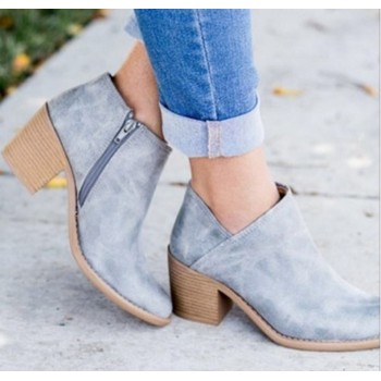 2018 Chic Autumn Women Shoes Retro High Heel Ankle Boots Female Block Mid Heels Casual Botas Mujer Booties Feminina Plus Size 43