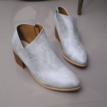2018 Chic Autumn Women Shoes Retro High Heel Ankle Boots Female Block Mid Heels Casual Botas Mujer Booties Feminina Plus Size 43