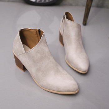 2018 Chic Autumn Women Shoes Retro High Heel Ankle Boots Female Block Mid Heels Casual Botas Mujer Booties Feminina Plus Size 43