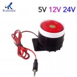 Redamp;Black Mini Wired 72mm Cable 120dB Loudly Siren Horn for Home Security Sound Alarm System DC12V 24V 5V Protection for Home