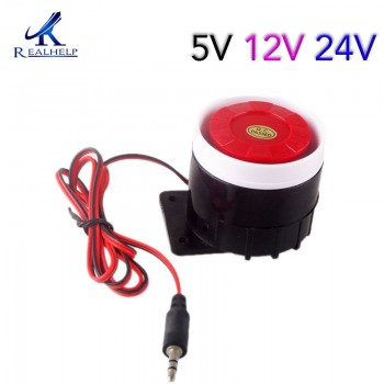 Redamp;Black Mini Wired 72mm Cable 120dB Loudly Siren Horn for Home Security Sound Alarm System DC12V 24V 5V Protection for Home