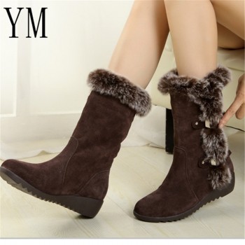 2018 New Hot Women Boots Autumn Flock Winter Ladies Fashion Snow Boots Shoes Thigh High Suede Mid-Calf  Boots